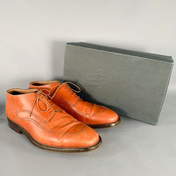 PACIOTTI Size 9 Brown Cognac Perforated Leather Lace-Up Shoes main image 7
